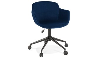 AC03870BUBL 5404028317853 Chaise de bureau ROLLING en velours bleu sur roulettes