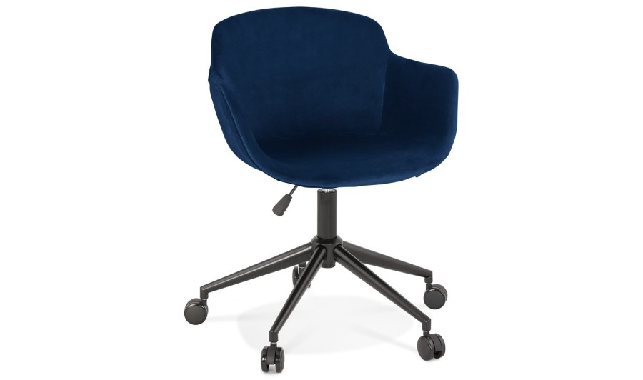 AC03870BUBL 5404028317853 Chaise de bureau ROLLING en velours bleu sur roulettes
