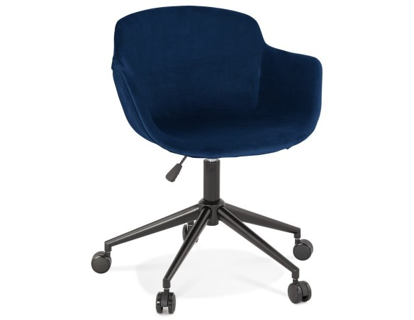 AC03870BUBL 5404028317853 Chaise de bureau ROLLING en velours bleu sur roulettes
