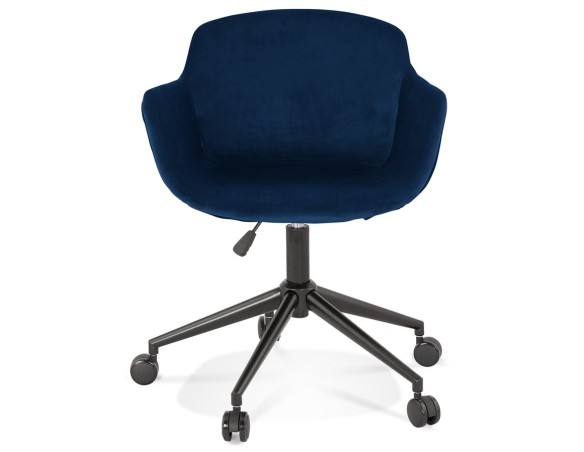 Chaise de bureau ROLLING en velours bleu sur roulettes