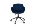 Chaise de bureau ROLLING en velours bleu sur roulettes