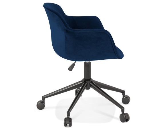 Chaise de bureau ROLLING en velours bleu sur roulettes