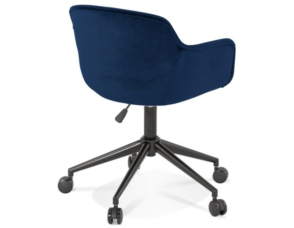 Chaise de bureau ROLLING en velours bleu sur roulettes