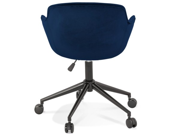 Chaise de bureau ROLLING en velours bleu sur roulettes