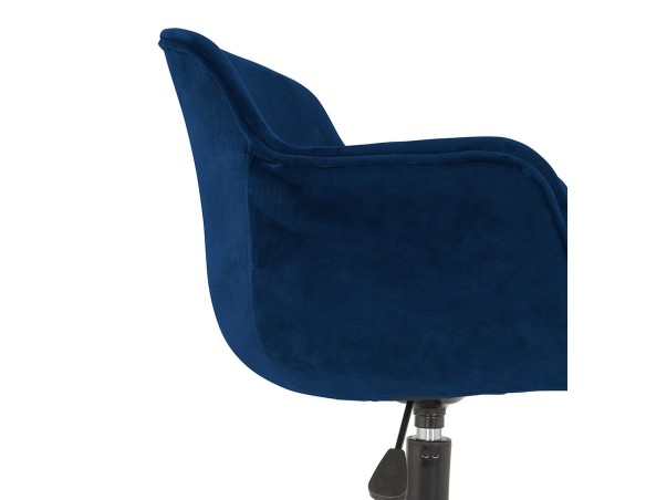 Chaise de bureau ROLLING en velours bleu sur roulettes