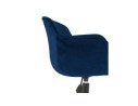 Chaise de bureau ROLLING en velours bleu sur roulettes