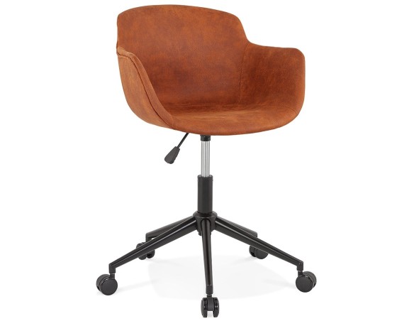 Chaise de bureau FOSTER en microfibre brune sur roulettes