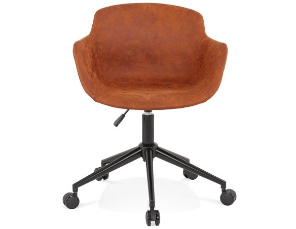 Chaise de bureau FOSTER en microfibre brune sur roulettes