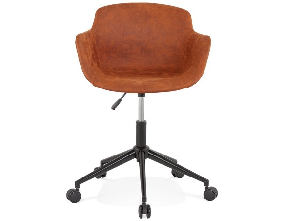 Chaise de bureau FOSTER en microfibre brune sur roulettes