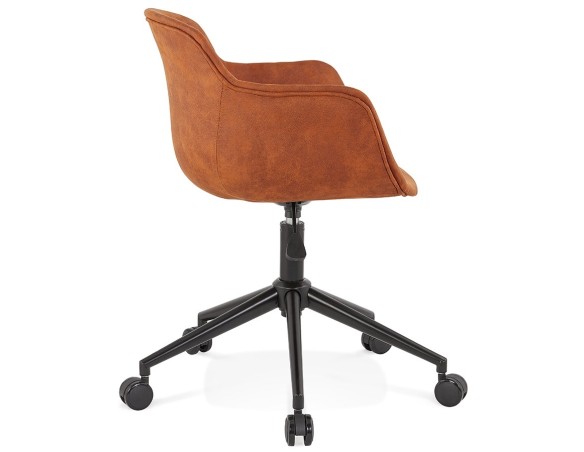 Chaise de bureau FOSTER en microfibre brune sur roulettes