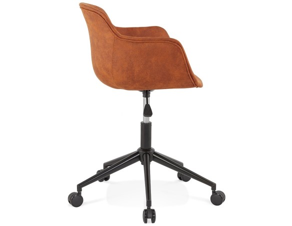 Chaise de bureau FOSTER en microfibre brune sur roulettes