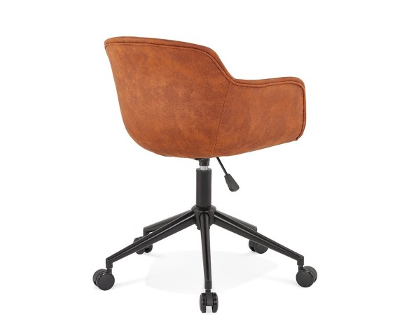 Chaise de bureau FOSTER en microfibre brune sur roulettes