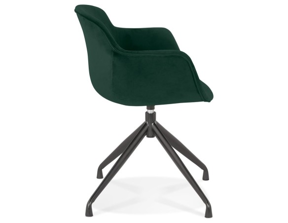 Chaise design avec accoudoirs GRAPIN en velours vert