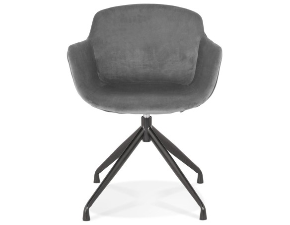 Chaise design avec accoudoirs GRAPIN en velours gris