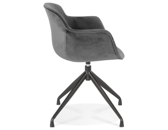 Chaise design avec accoudoirs GRAPIN en velours gris