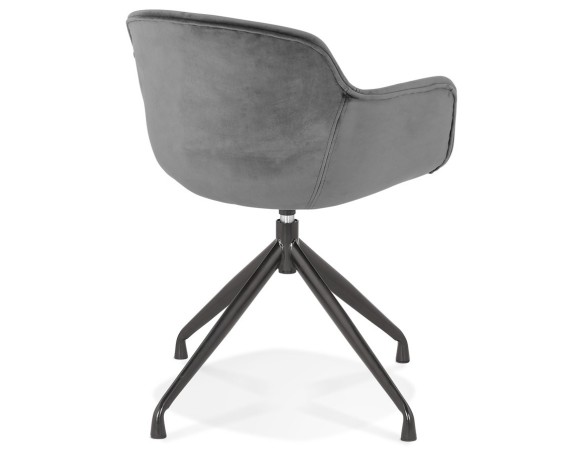 Chaise design avec accoudoirs GRAPIN en velours gris
