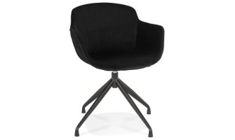 AC03930BLBL 5404028317976 Chaise design avec accoudoirs GRAPIN en velours noir