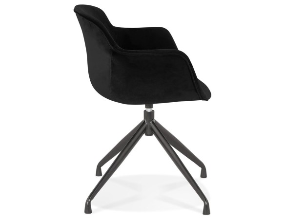 Chaise design avec accoudoirs GRAPIN en velours noir