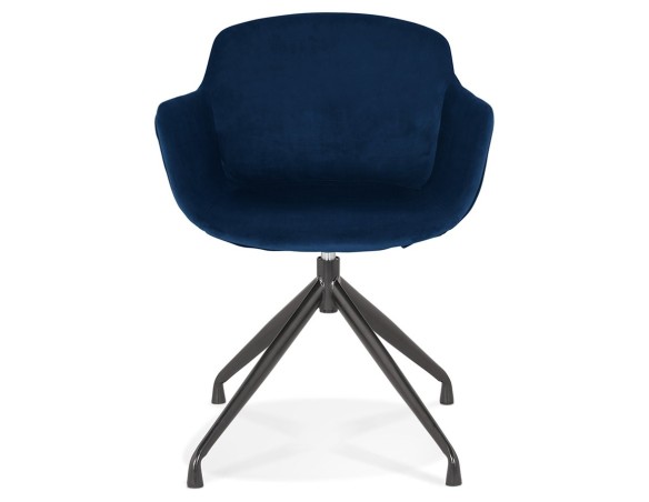 Chaise design avec accoudoirs GRAPIN en velours bleu