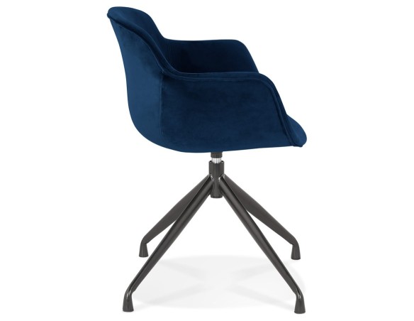 Chaise design avec accoudoirs GRAPIN en velours bleu
