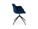 Chaise design avec accoudoirs GRAPIN en velours bleu