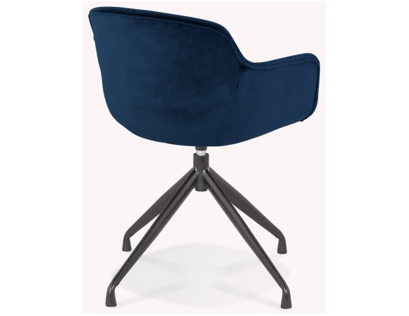 Chaise design avec accoudoirs GRAPIN en velours bleu