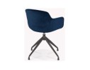 Chaise design avec accoudoirs GRAPIN en velours bleu