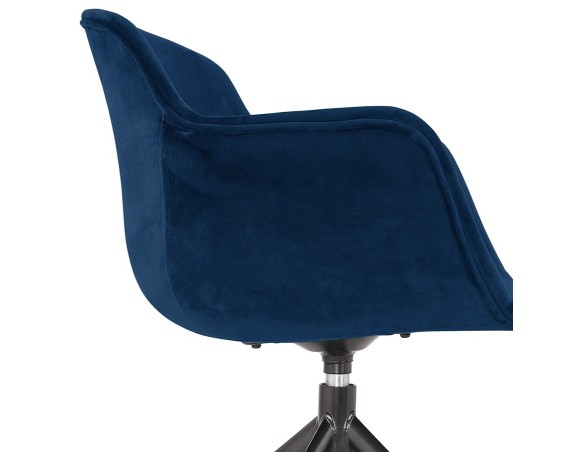 Chaise design avec accoudoirs GRAPIN en velours bleu