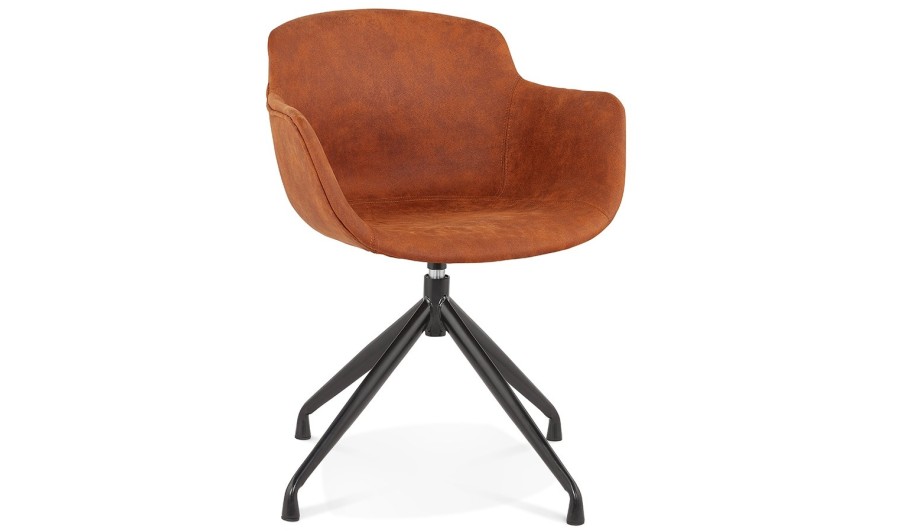 AC03950BRBL 5404028318010 Chaise design avec accoudoirs SOUND en microfibre brune