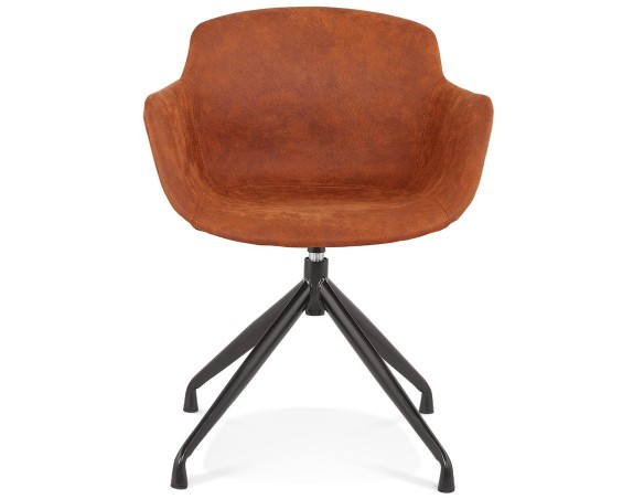 Chaise design avec accoudoirs SOUND en microfibre brune