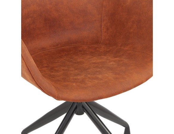 Chaise design avec accoudoirs SOUND en microfibre brune