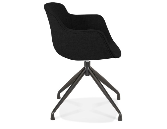 Chaise design avec accoudoirs SWAN en tissu noir