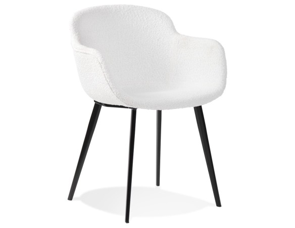 AC04050WHBL 5404028331903 Chaise avec accoudoirs RACHEL en tissu bouclé blanc