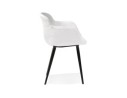 Chaise avec accoudoirs RACHEL en tissu bouclé blanc