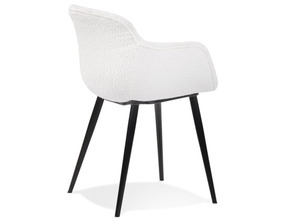 Chaise avec accoudoirs RACHEL en tissu bouclé blanc