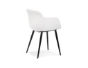 Chaise avec accoudoirs RACHEL en tissu bouclé blanc