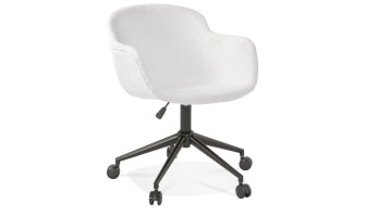 AC04060WHBL 5404028331927 Chaise de bureau pivotante VIVIANE en tissu bouclé blanc sur roulettes