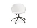 Chaise de bureau pivotante VIVIANE en tissu bouclé blanc sur roulettes