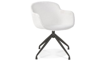 AC04070WHBL 5404028331941 Chaise pivotante avec accoudoirs NOCTURN en tissu bouclé blanc et métal noir