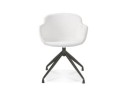 Chaise pivotante avec accoudoirs NOCTURN en tissu bouclé blanc et métal noir