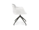 Chaise pivotante avec accoudoirs NOCTURN en tissu bouclé blanc et métal noir