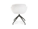 Chaise pivotante avec accoudoirs NOCTURN en tissu bouclé blanc et métal noir
