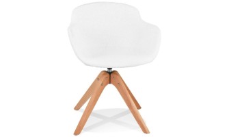 AC04080WHNA 5404028331965 Chaise à accoudoirs style scandinave DESMA en tissu bouclé blanc et bois naturel