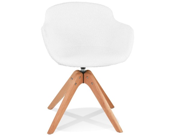AC04080WHNA 5404028331965 Chaise à accoudoirs style scandinave DESMA en tissu bouclé blanc et bois naturel