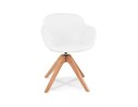 AC04080WHNA 5404028331965 Chaise à accoudoirs style scandinave DESMA en tissu bouclé blanc et bois naturel
