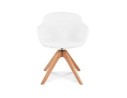 Chaise à accoudoirs style scandinave DESMA en tissu bouclé blanc et bois naturel
