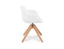 Chaise à accoudoirs style scandinave DESMA en tissu bouclé blanc et bois naturel