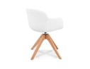 Chaise à accoudoirs style scandinave DESMA en tissu bouclé blanc et bois naturel