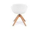Chaise à accoudoirs style scandinave DESMA en tissu bouclé blanc et bois naturel
