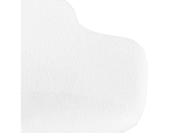 Chaise à accoudoirs style scandinave DESMA en tissu bouclé blanc et bois naturel